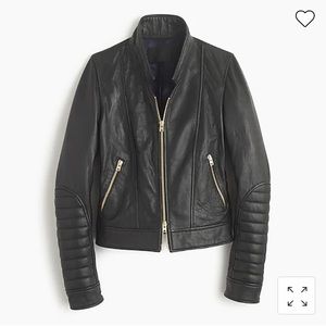 J.Crew Collection standing-collar leather jacket